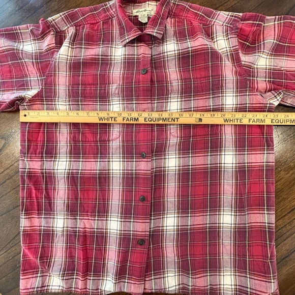 Vintage Eddie Bauer ladies boxy button down plaid top made in Hong Kong sz Large - Picture 13 of 15